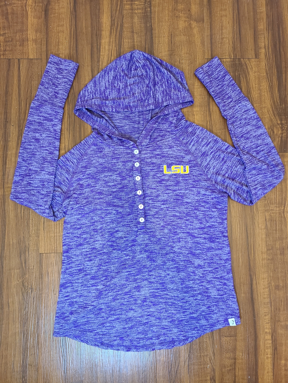 Colosseum Athletics LSU Tigers Purple Heathered Henley Pullover Hoodie - Size Sm